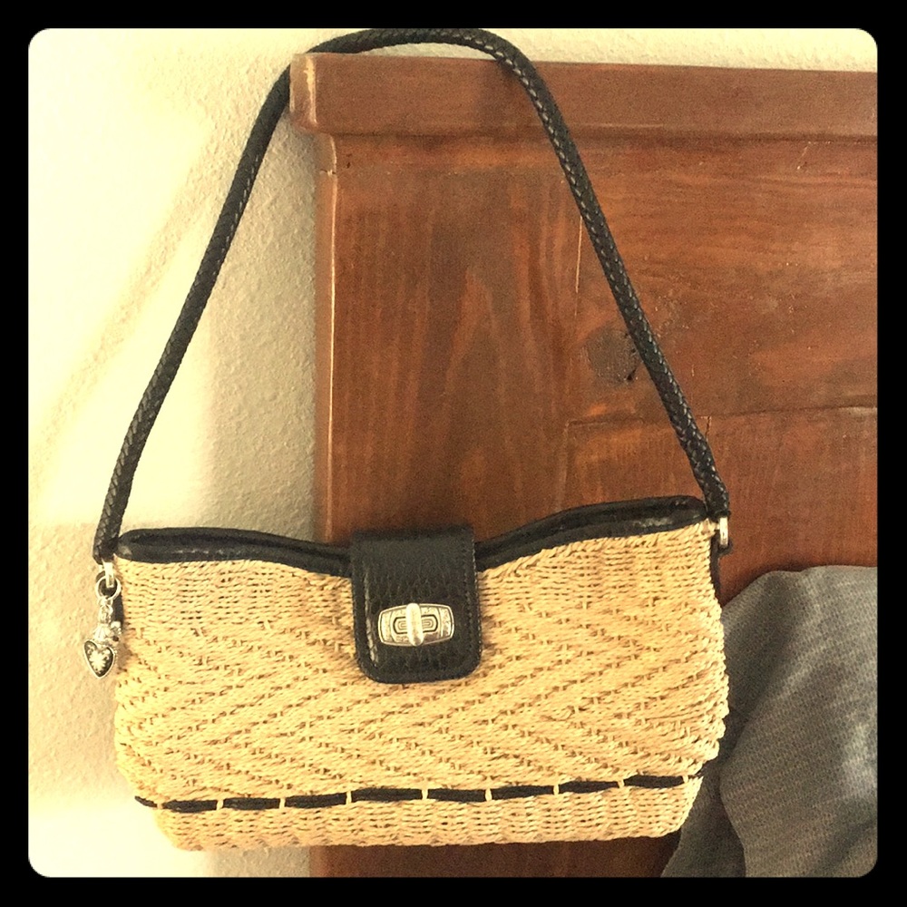 Brighton Purse-Straw and Black leather Wendy straw